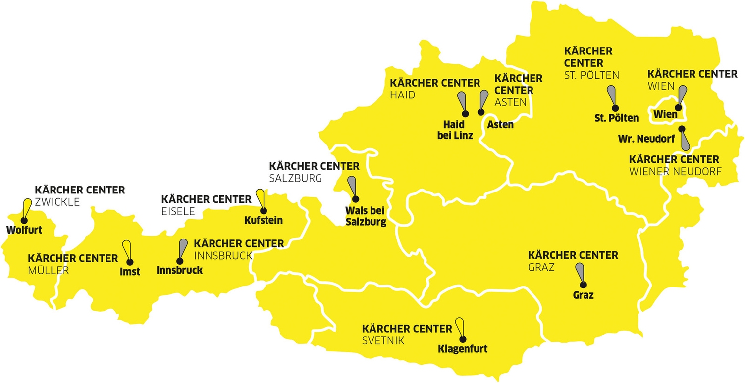 Übersicht der Kärcher Center in Österreich