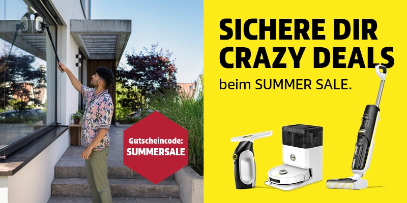 Mit dem Gutscheincode SUMMERSALE erhalten Sie 20% Rabatt auf Home & Garden Fensterreiniger, Saug- und Wischroboter sowie Saugwischer.