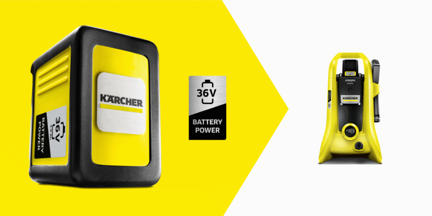 Apparaten van het Kärcher Battery Power 36V batterijplatform