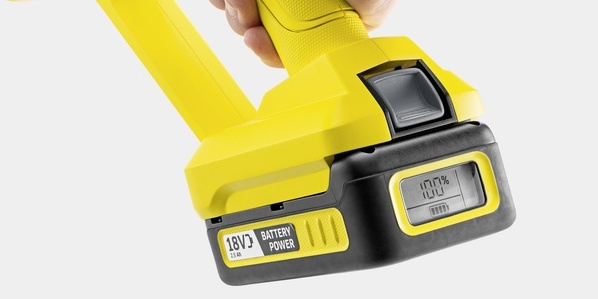 Kärcher 18 V verwisselbare batterij met LCD-display in detail