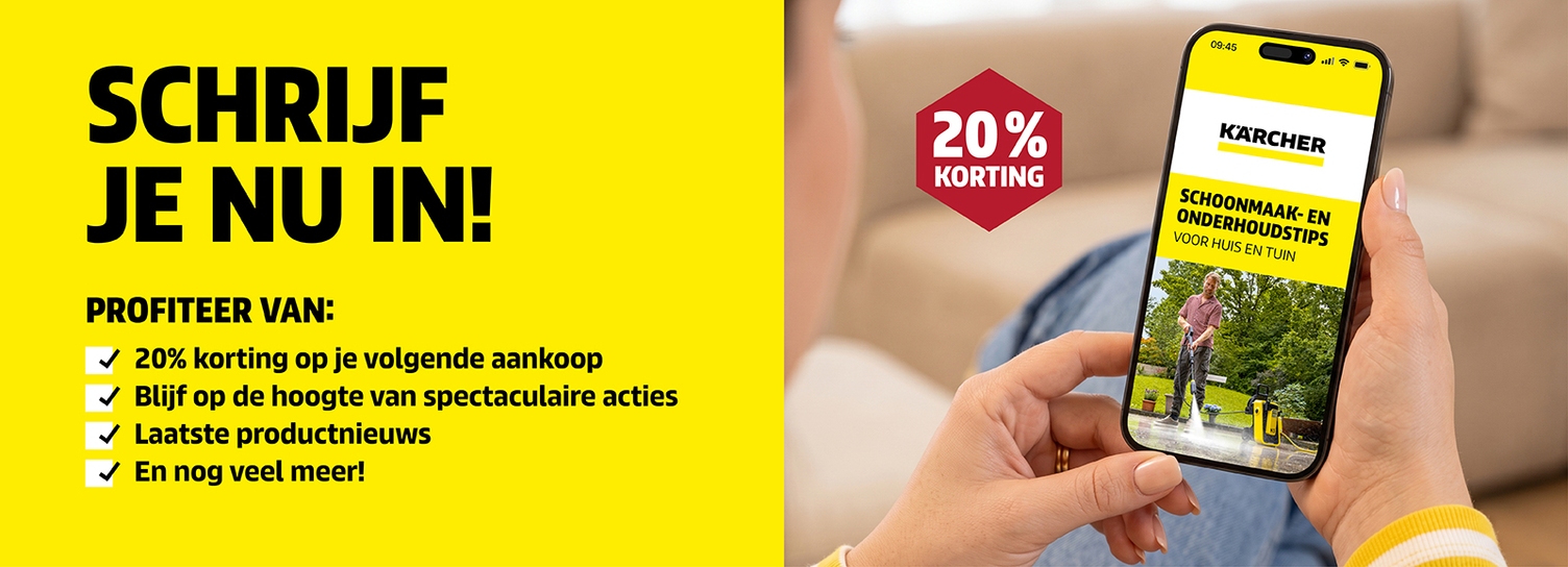 Schrijf je in op de Kärcher newsletter Ontvang regelmatig het laatste nieuws over producten, diensten en promoties uit de wereld van Kärcher.