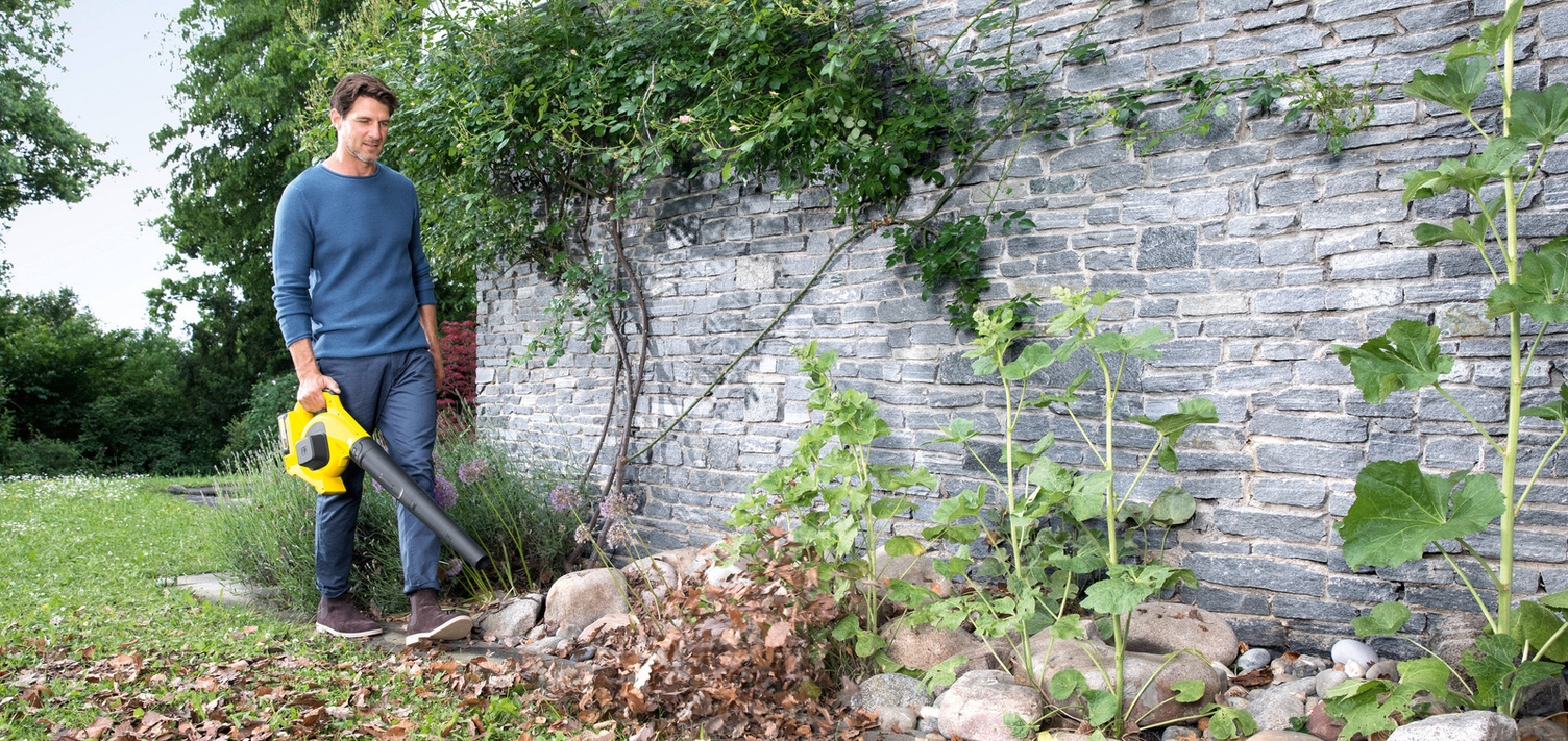 Clearing leaves with a leaf blower
