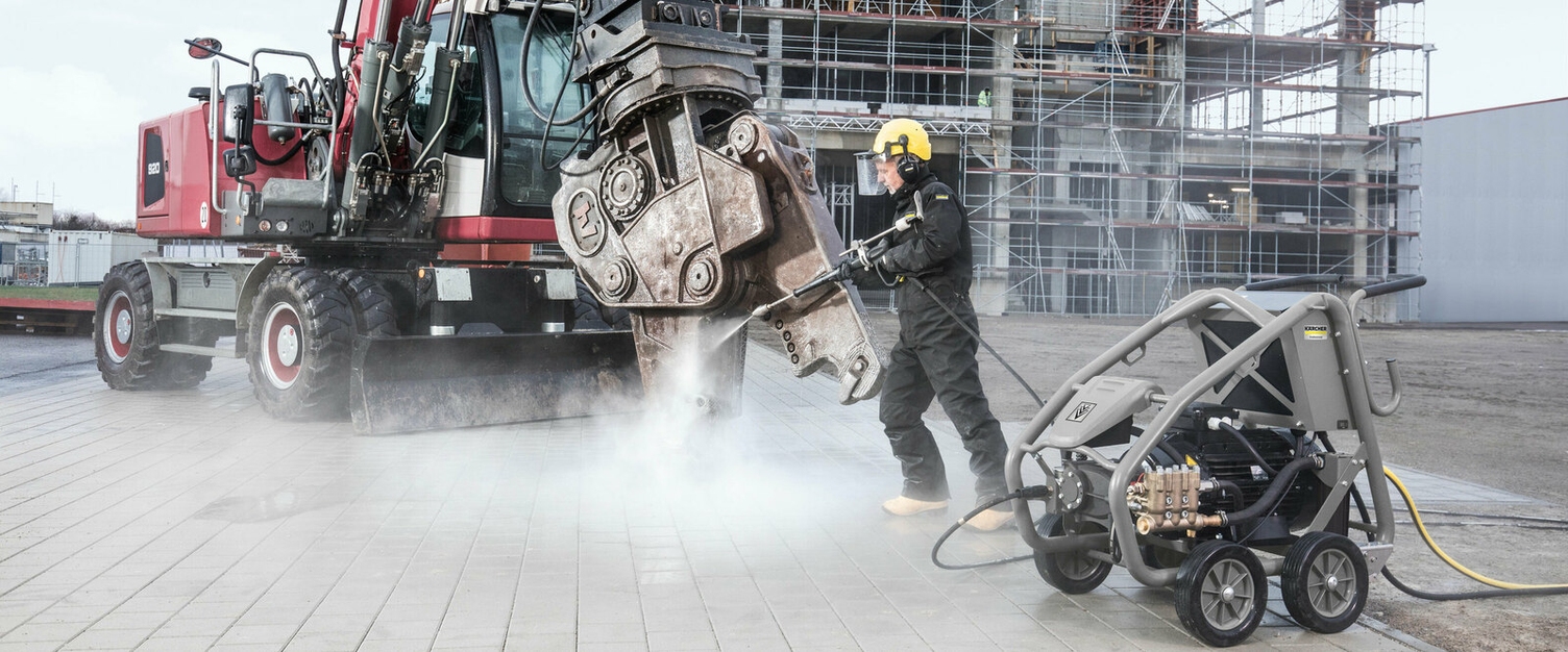 Reiniging van bouwmachines