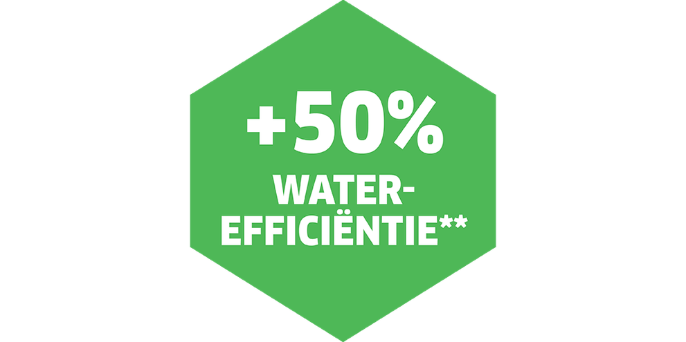 50% meer water-efficiëntie 50% meer water-efficiëntie