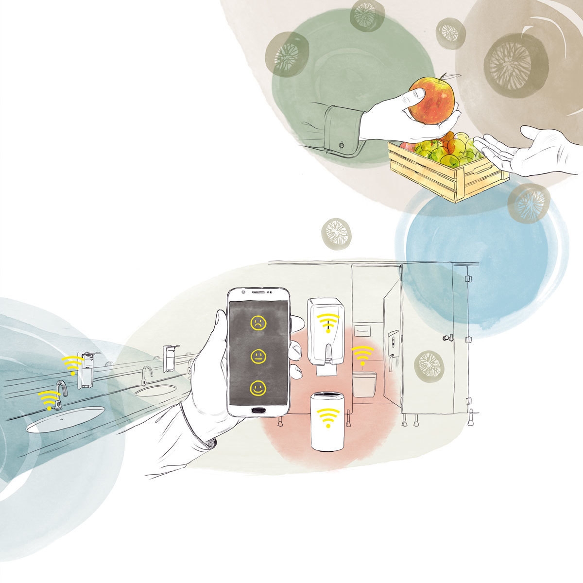 Abstrakte Illustration mit Obstkiste