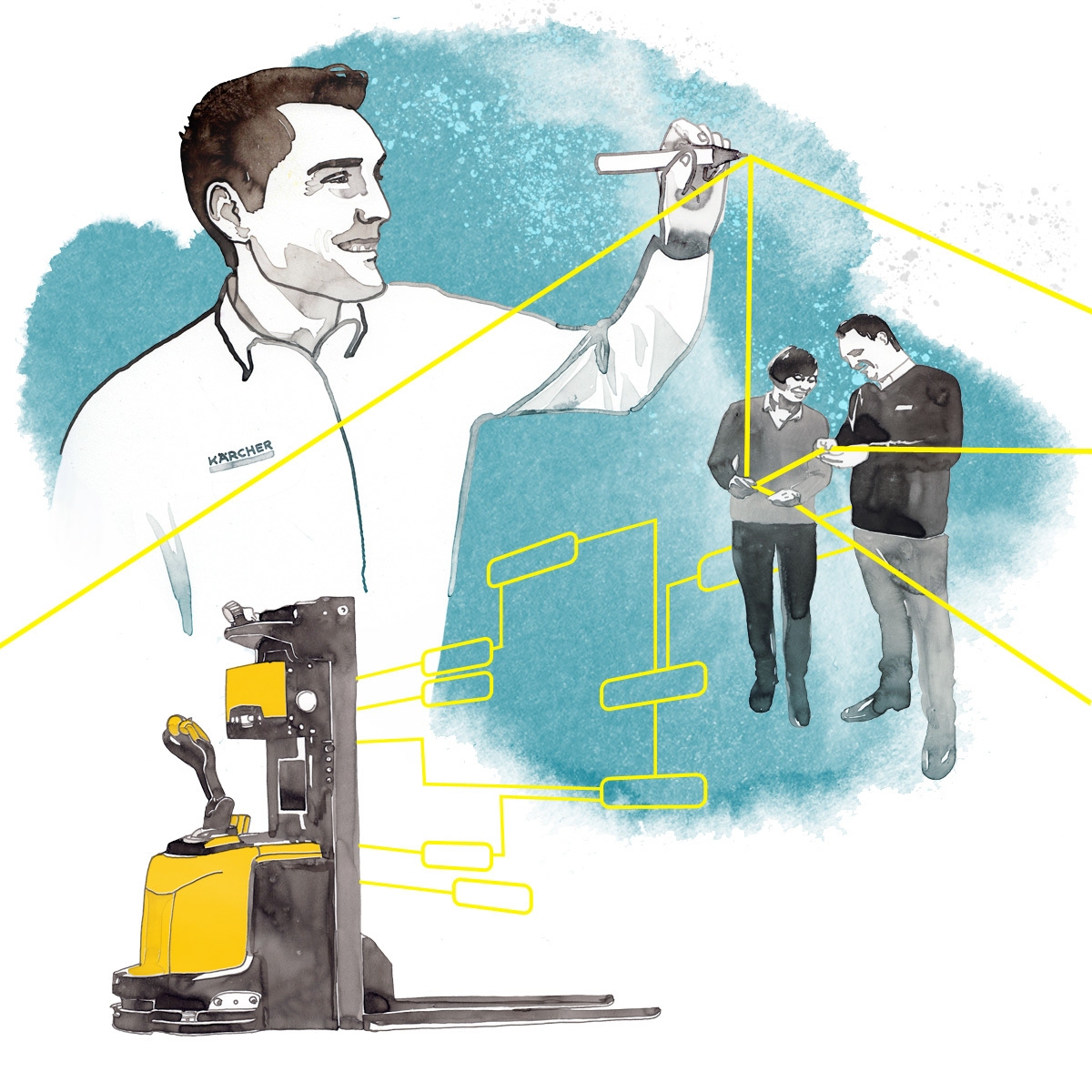 Wenn alles vernetzt ist - Fertigung der Zukunft Illustration Kärcher Bühlertal 5.0