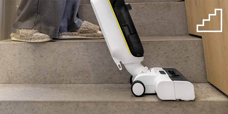 Mode escalier Stair!Assist intelligent Avec le mode Stair!Assist, le nettoyage des escaliers devient un jeu d'enfant.