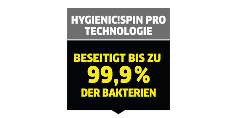 Technologie Hygienic!Spin efficace Effectue jusqu'à 500 tours de rouleau par minute.