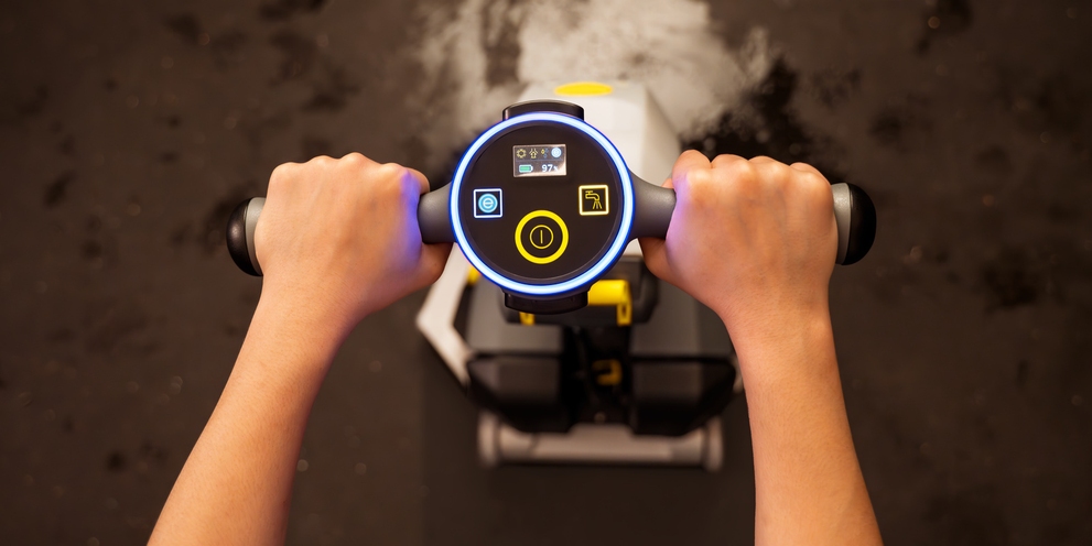 Utilisation intuitive du Kärcher K-Mop 46 Grâce au code couleur Kärcher éprouvé, l'utilisation est un jeu d'enfant