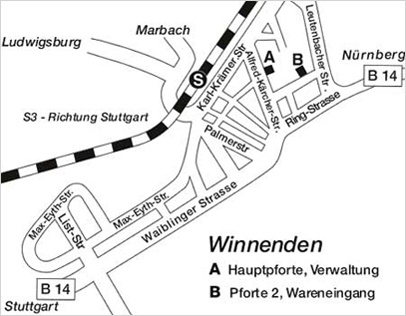 Anfahrt Kärcher Hauptverwaltung Winnenden