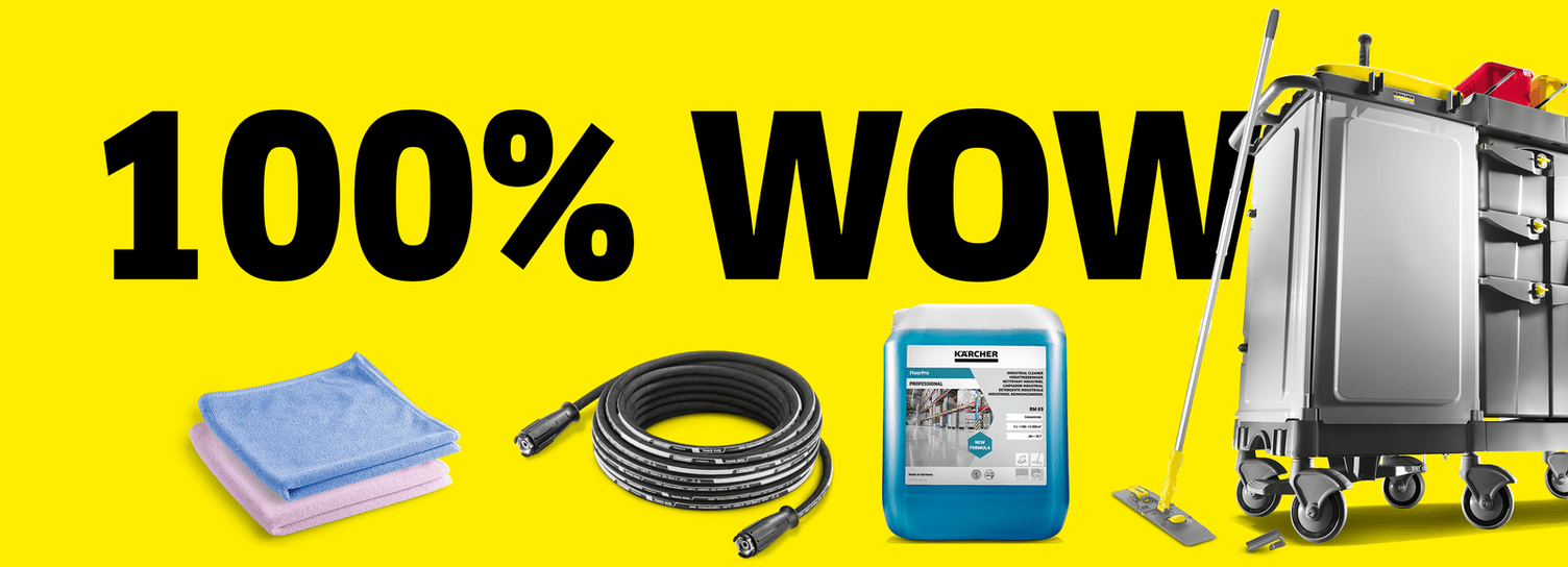 Das Kärcher Reinigungssortiment ist 100%-WOW. Das Kärcher Reinigungssortiment ist 100%-WOW.