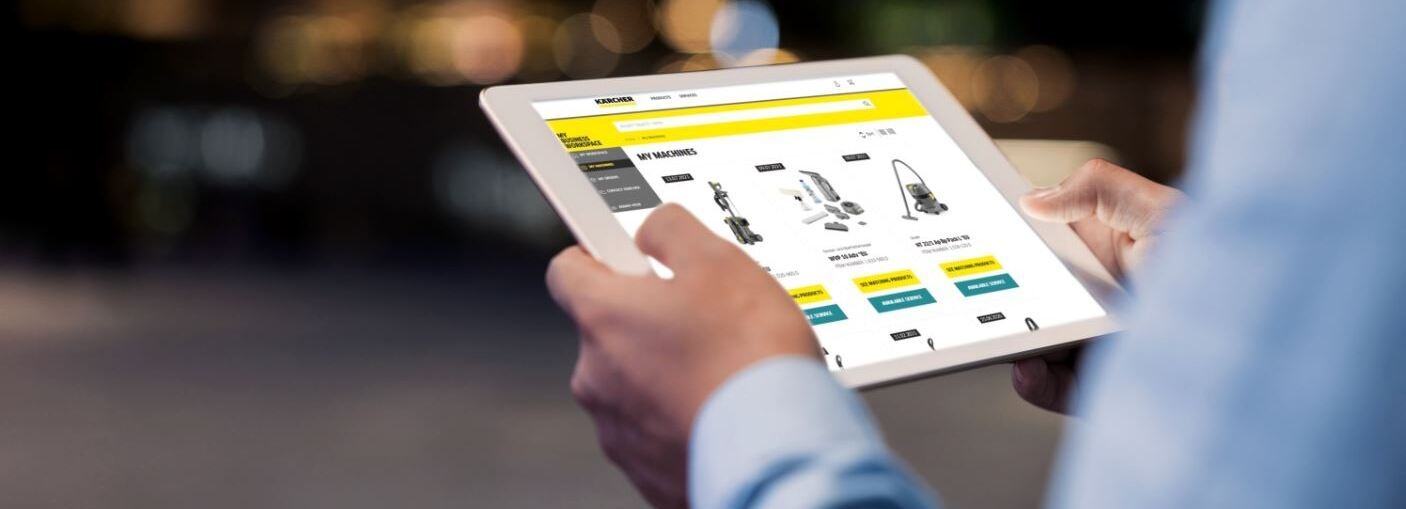 Tablet mit dem MyKärcher business Portal