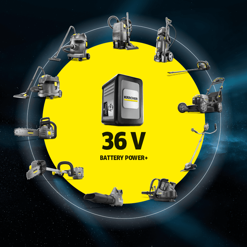 Kärcher cleaning machines in the 36 V Kärcher Battery Power battery platform