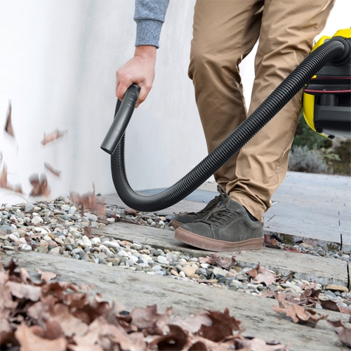 Blowing away leaves with wet and dry vacuum cleaner blower function