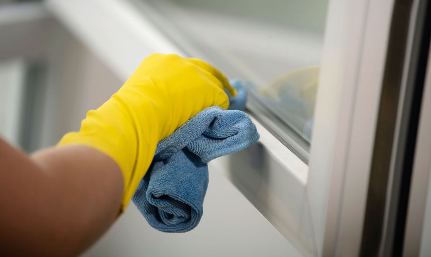 Cleaning window frames Cleaning window frames