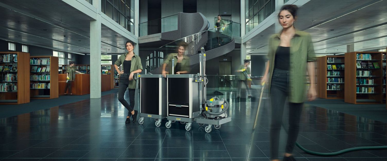 FlexoMate cleaning trolley adapts FlexoMate cleaning trolley adapts