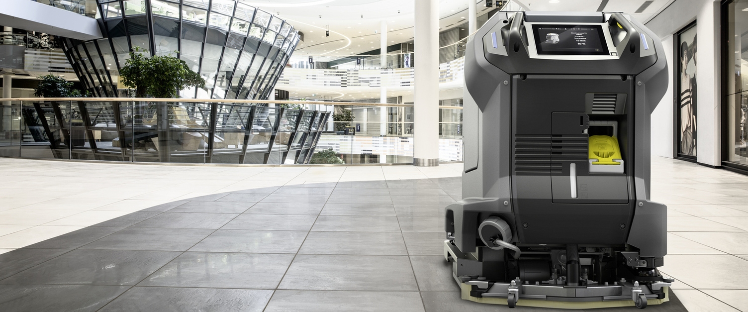Kärcher cleaning robot in a shopping center.