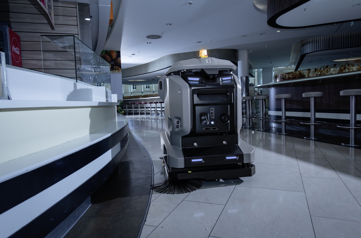A cleaning robot cleans a floor
