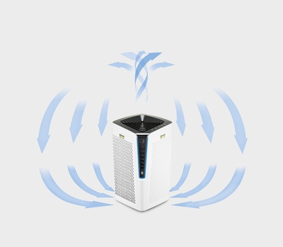 Illustration of air circulation with an air purifier
