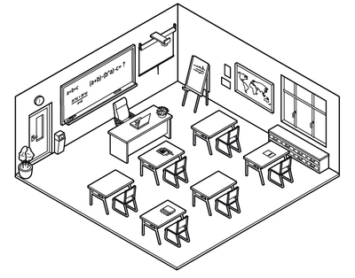 Illustration of a class room