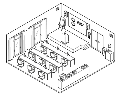 Illustration of hotel meeting room