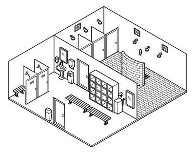 Illustration of changing and locker room