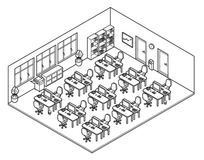 Illustration of office areas