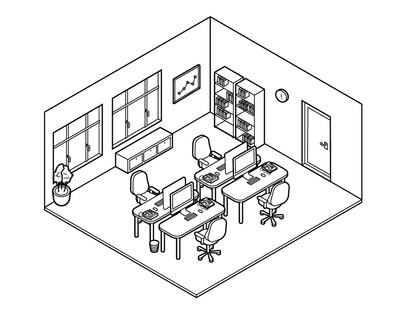 Illustration of office room