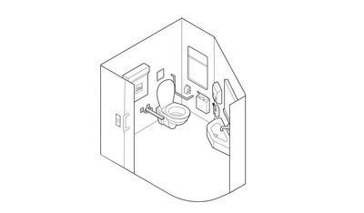 Illustration of washroom on a train
