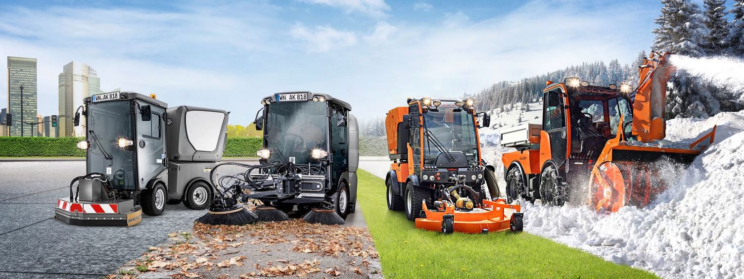 Municipal machine with implements, application-optimised solutions for all-round use Municipal machine with implements, application-optimised solutions for all-round use