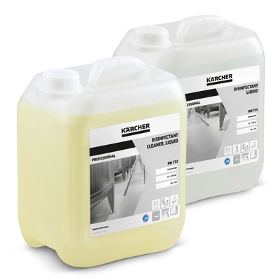 A set of containers with disinfectant