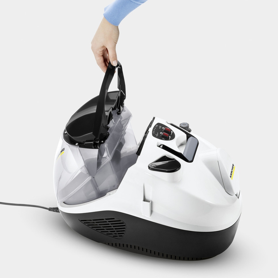 Removable 2-tank water container for the Kärcher SV 7 for uninterrupted steam vacuuming.