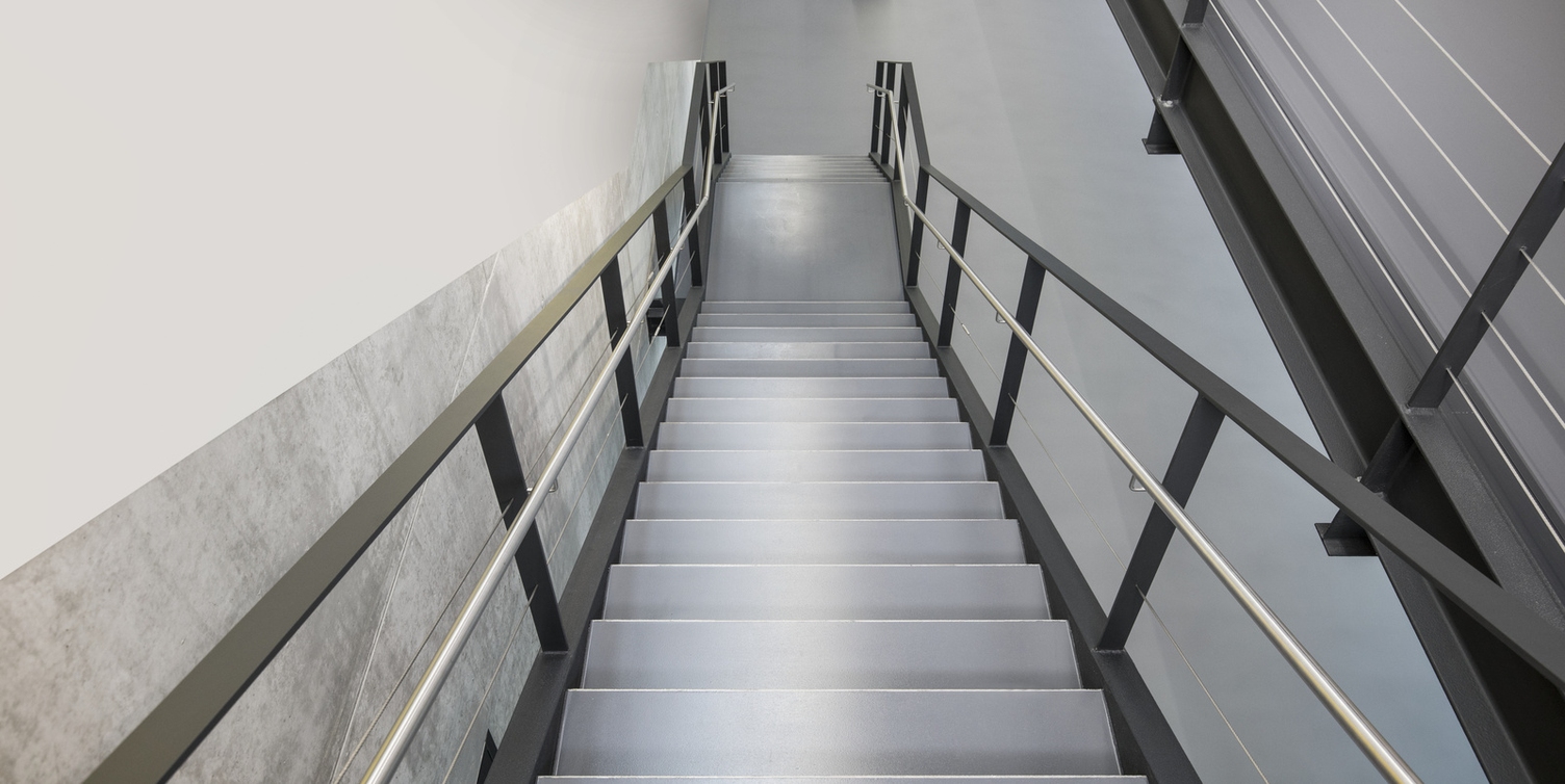 A staircase leads down