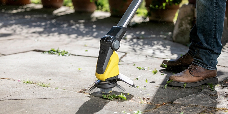 Weed remover removing dry moss and weed