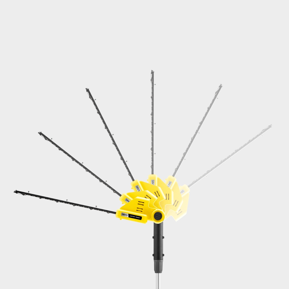 Adjustable cutting head battery pole hedge trimmer