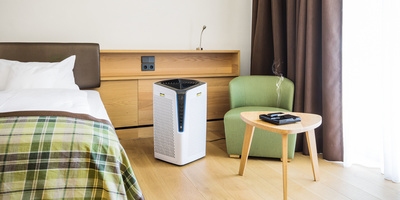 Air purifier in a hotel room