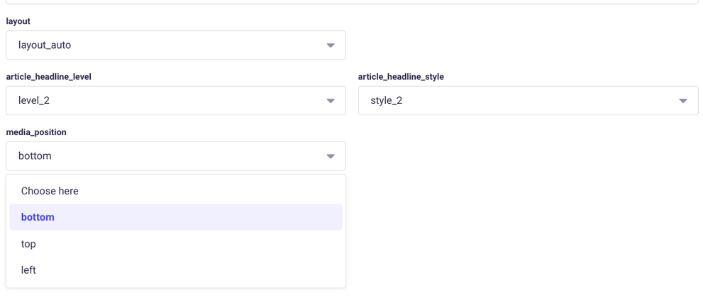 Media position setting bottom for Text & Multimedia Mix Element
