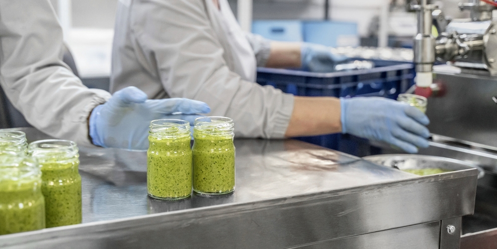 A production line in vegetable processing