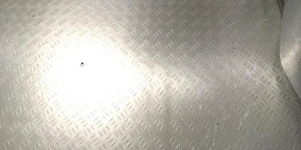 View of a clean floor made of aluminum. 