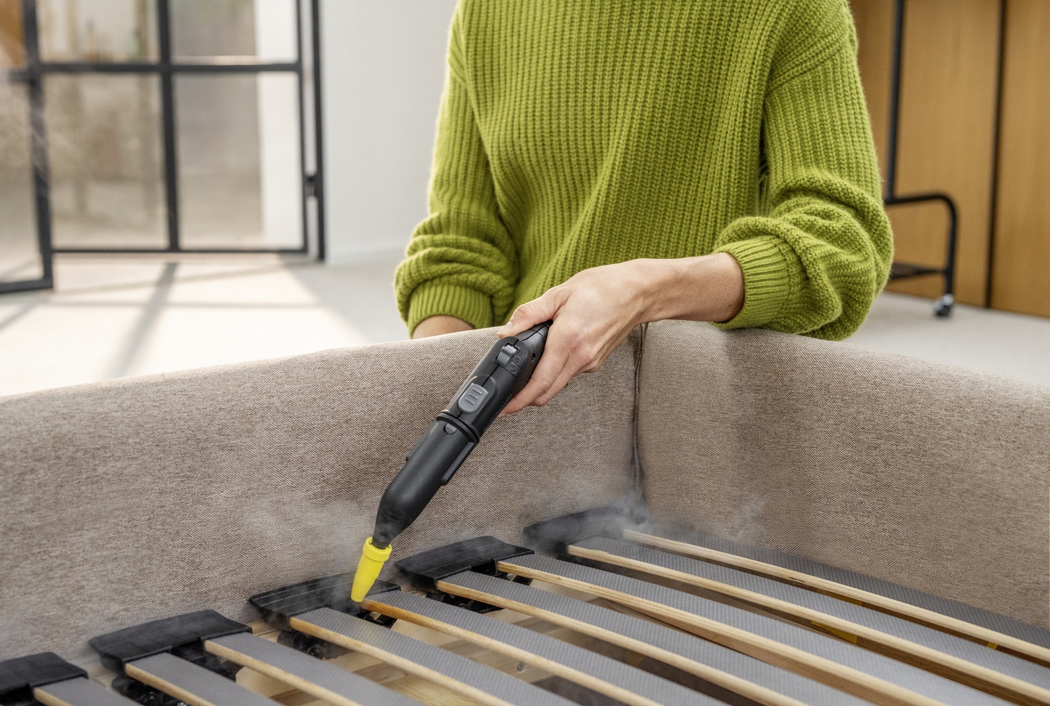 Clean the bed with a steam cleaner