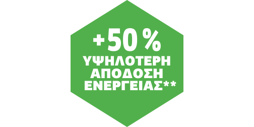 50% higher energy efficiency 50% higher energy efficiency