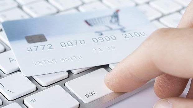 Credit card laying on a keyboard