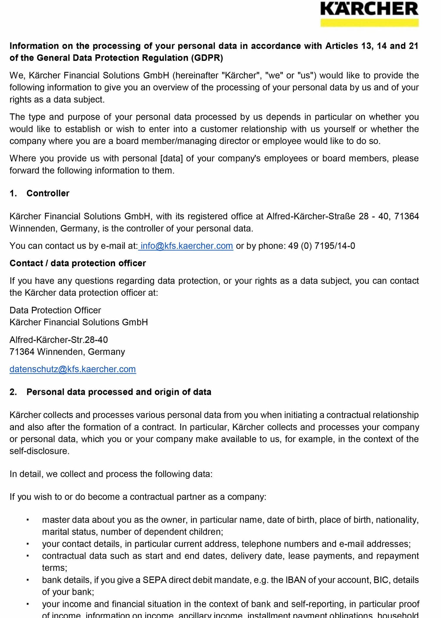 Datenschutzinformation KFS