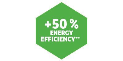 50% higher energy efficiency