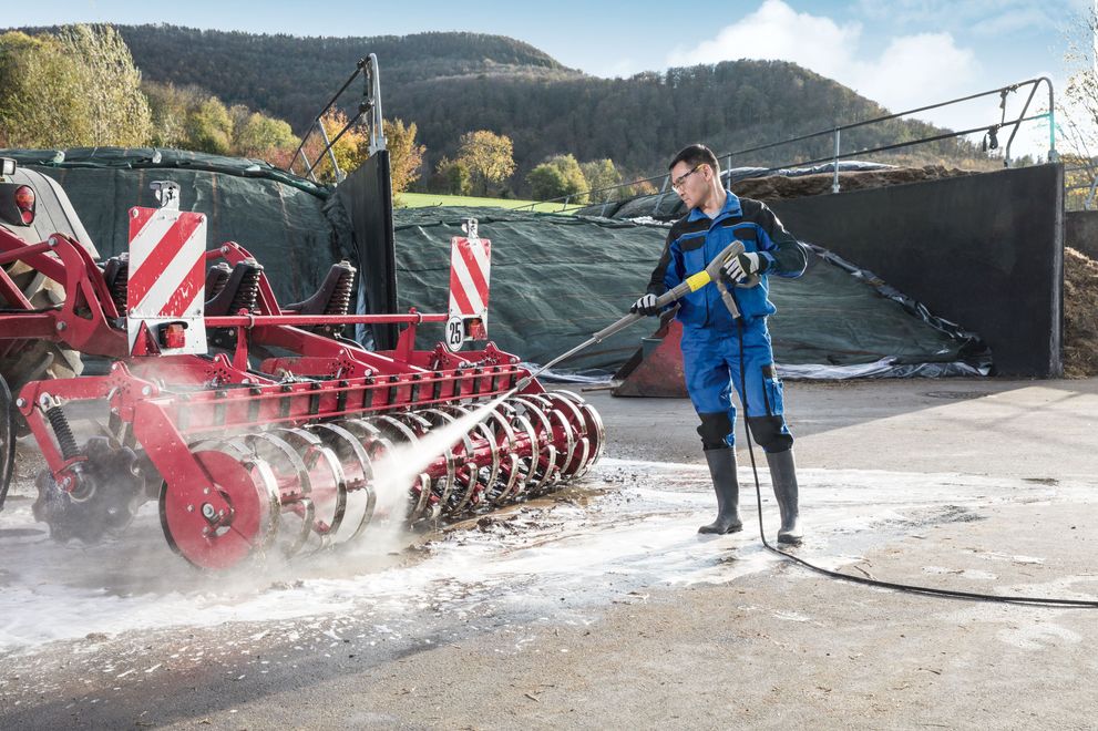 Cleaning attachments in the yard
