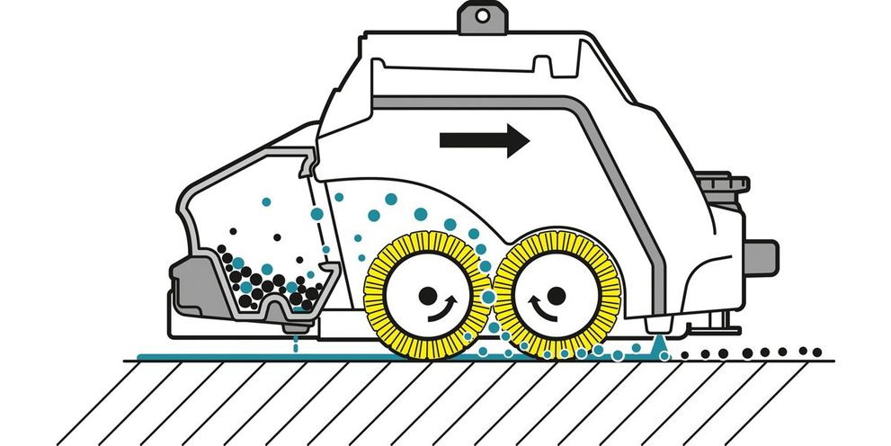 Scrubber drier with dual roller system Scrubber drier with dual roller system
