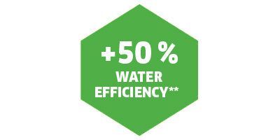 50% higher water efficiency