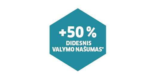 50% didesnis valymo našumas