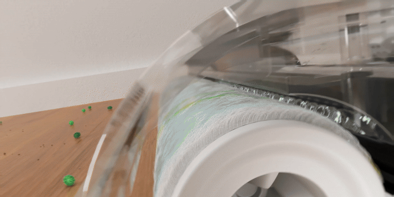 Animation of the rollers of the vacuum mop