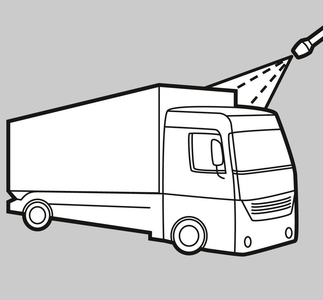 Cleaning the cattle trailer inside and outside Cleaning the cattle trailer inside and outside